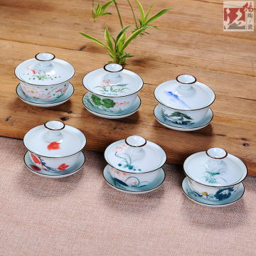 铭扬陶瓷手绘盖碗 景德镇工艺与窑变艺术的完美融合